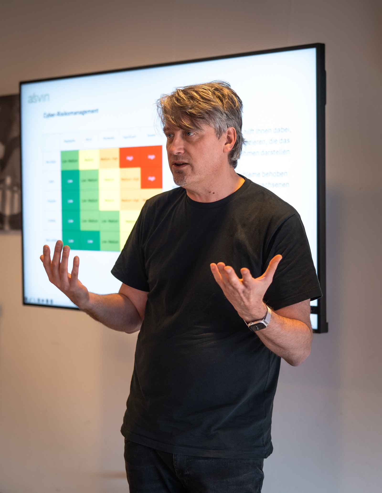 Session zu Cyber-Risk-Management vor der Risiko-Matrix.